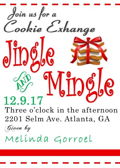 Jingle and Mingle Christmas Holiday Cookie exchange Party Invitations