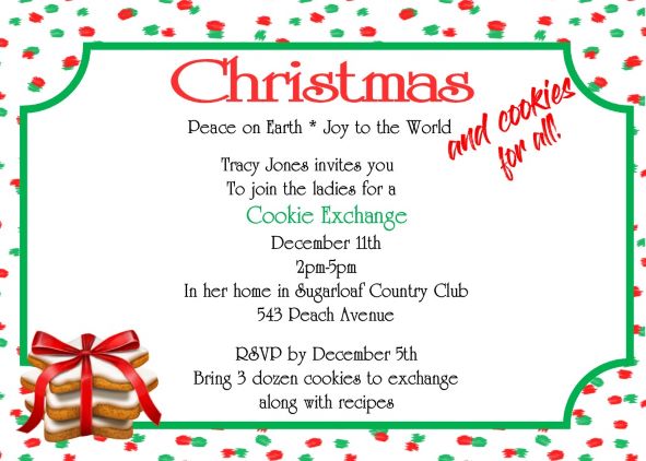 Peace on Earth and Cookies for All Christmas Cookie exchange Party Invitations