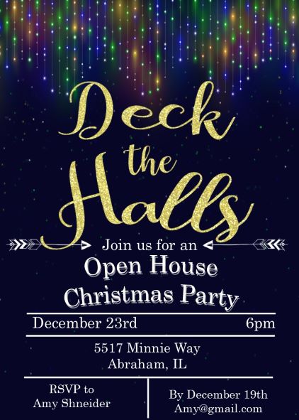 Deck the Halls Holiday Open House Party Invitations