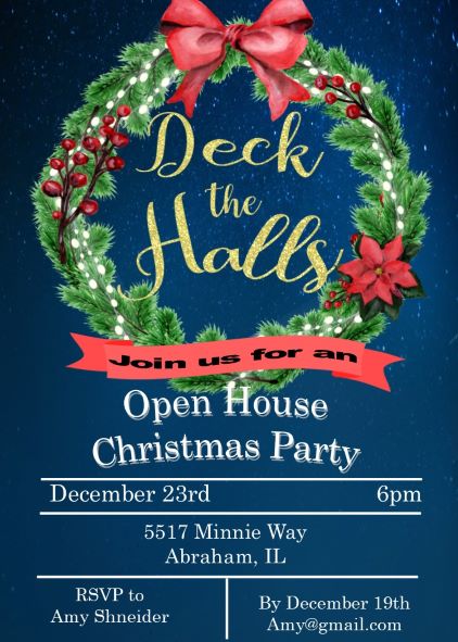 Deck the Halls Christmas Party Invitations