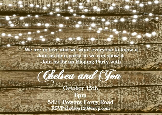 String Lights eloping party invitations
