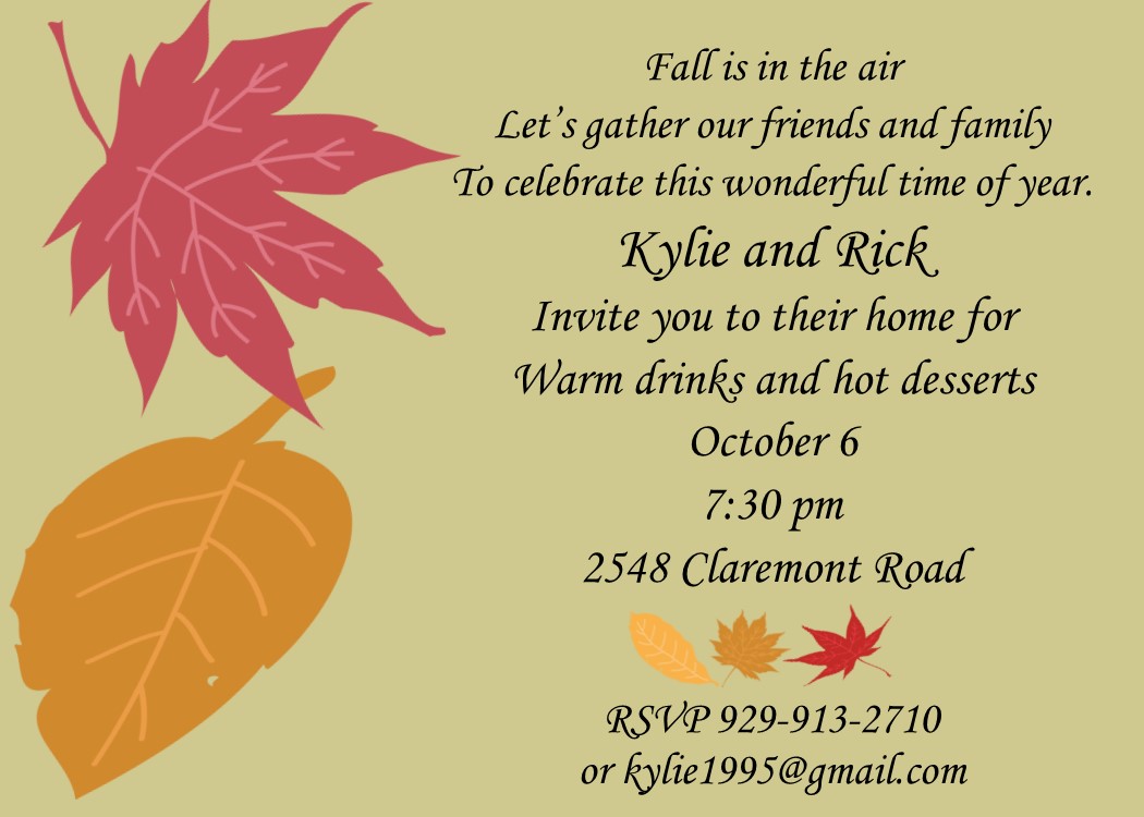 Two Fall Leaves party invitations
