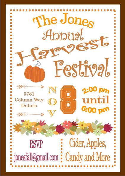 Harvest Festival party invitations