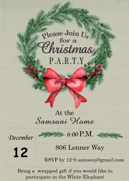 Wreath Christmas Party invitations