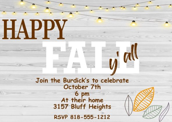 Fall y'all party invitations