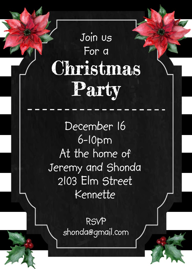 Black and White Christmas Party invitations