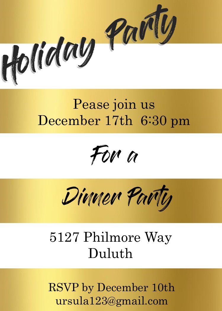 Gold Stripe Stripes Christmas Party Invitations