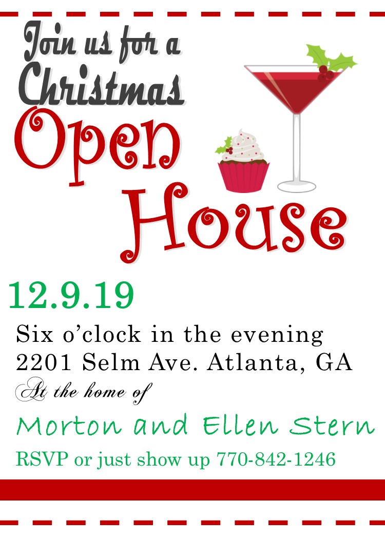 2283 Cupcake and Cocktail Christmas Open House Party Invitations
