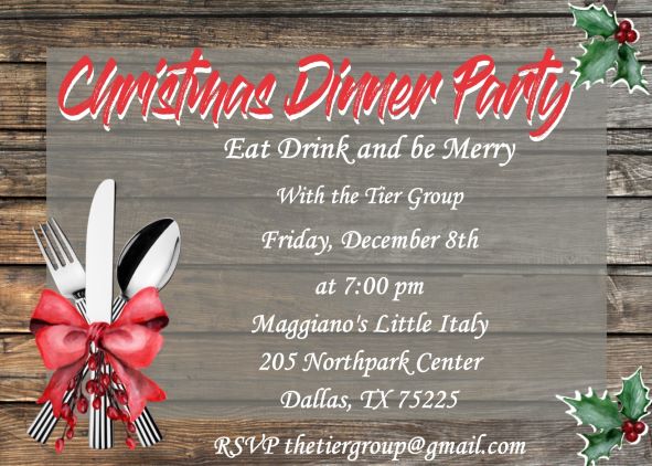 Silverwear on wood Christmas Party invitations