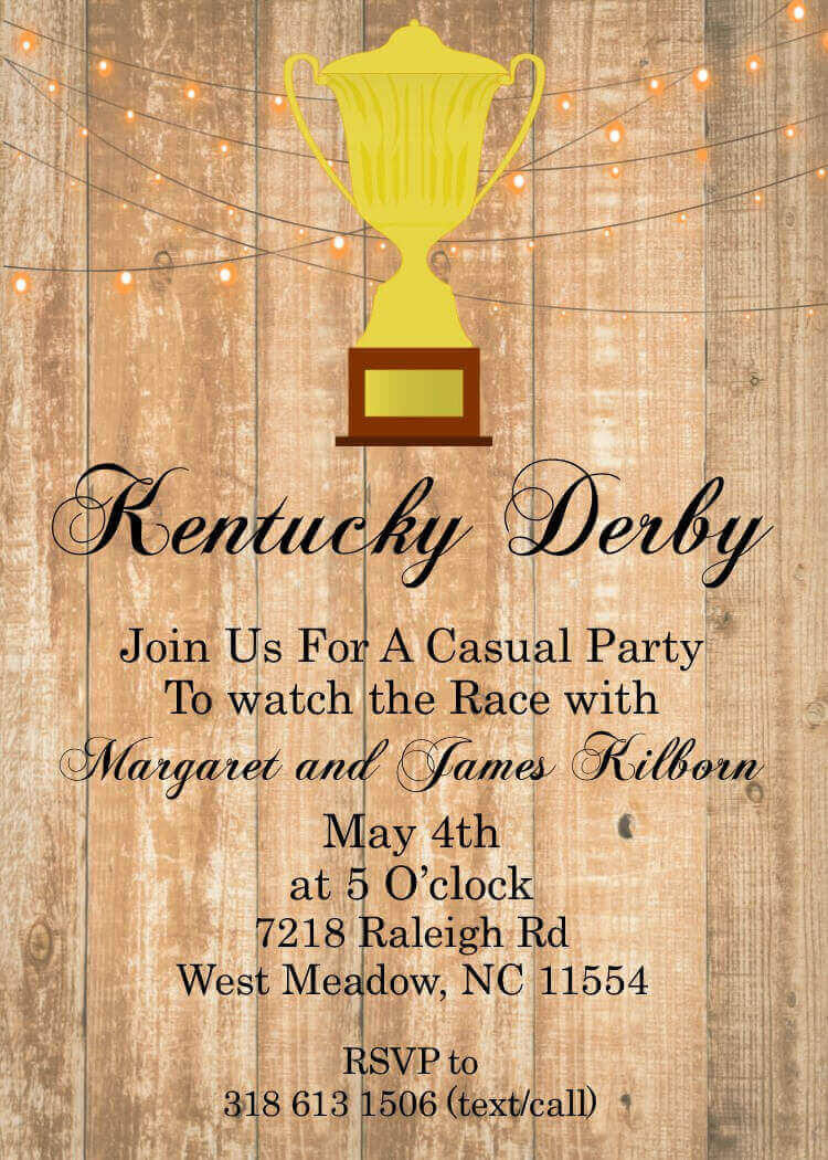 Trophy on Wood Kentucky Derby Party Invitations