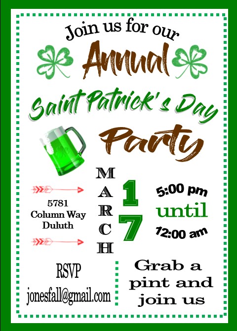 Annual Shamrocks Saint Patrick's Day Party Invitations