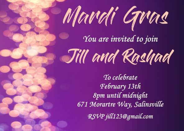 Design sar2309 purple and pink - Mardi Gras Party invitations