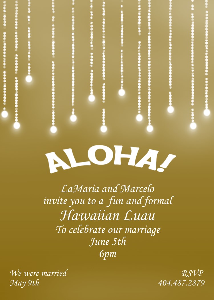 Golden luau party invitation