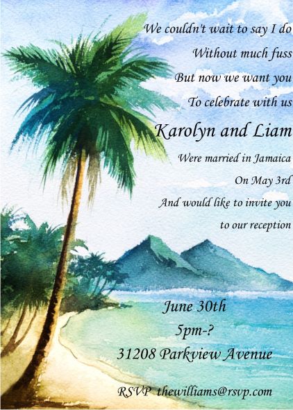 Beach Reception Party Invitations
