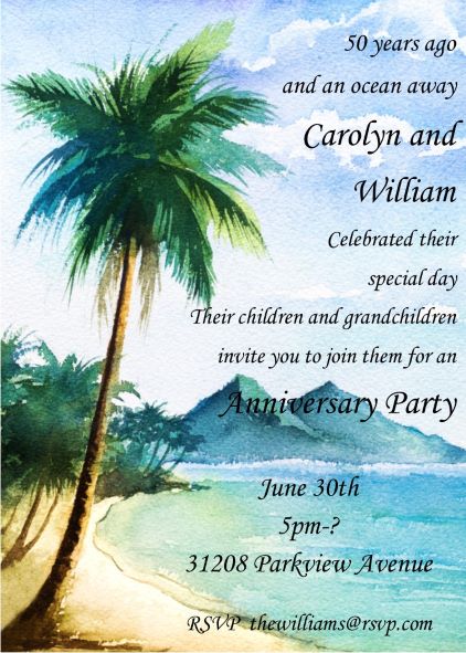 Beach Anniversary Party Invitations