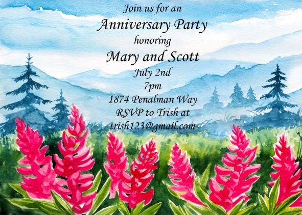Mountains Anniversary Party Invitations