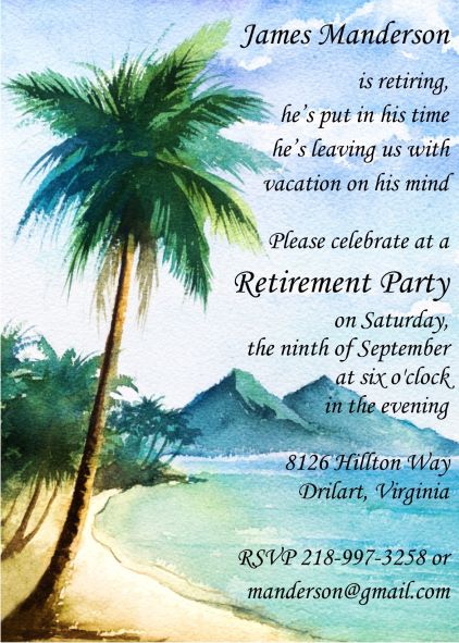 beach vacation retirement Party Invitations