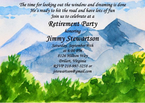 Mountainscape Retirement Party Invitations