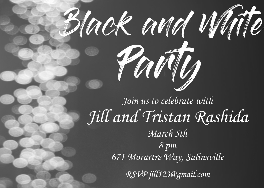 Black and White Engagement Party Invitations