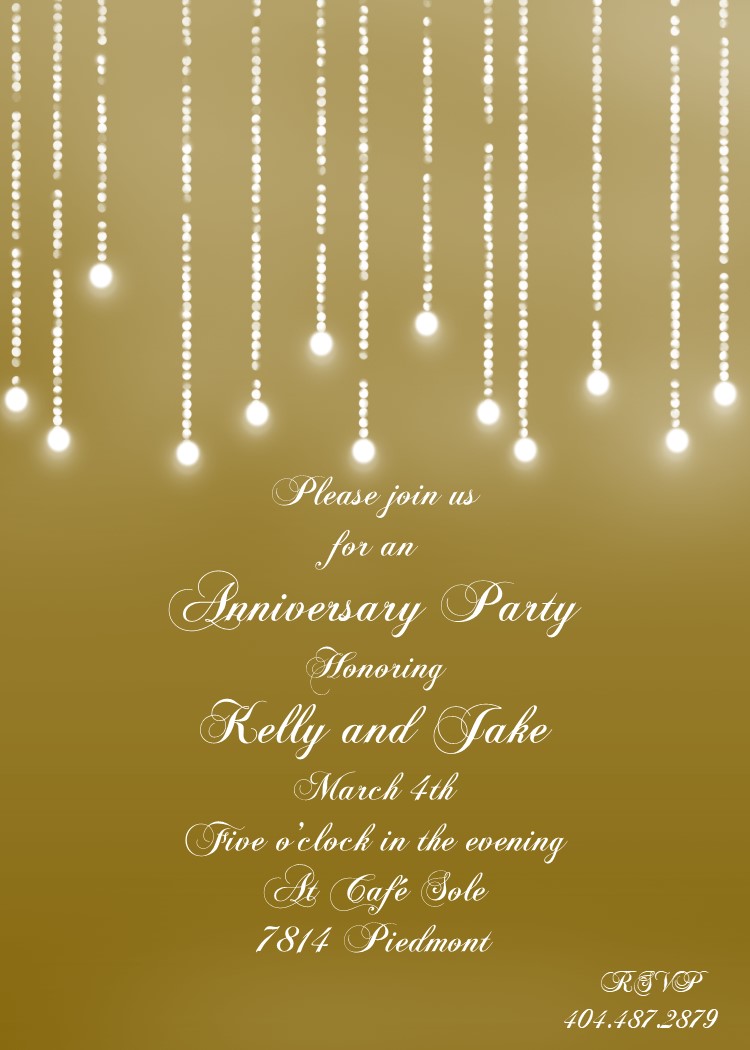 Golden Lights Party Invitations