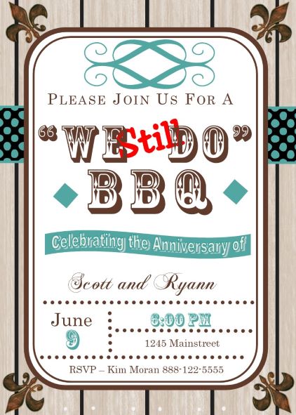 We still do bbq on Wood anniversary Party Invitations