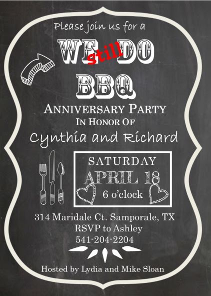 We still do bbq on Wood anniversary Party Invitations