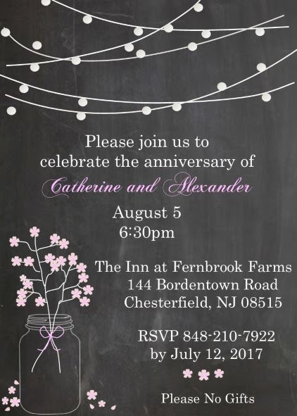 Mason Jar and Lights anniversary Party Invitations