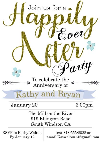 Happily Ever After anniversary Party Invitations