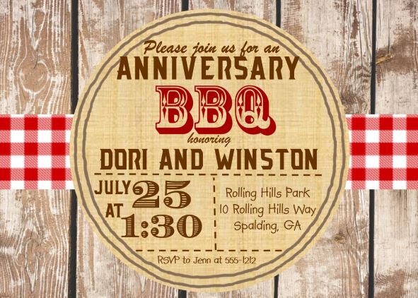 BBQ Anniversary Party Invitations