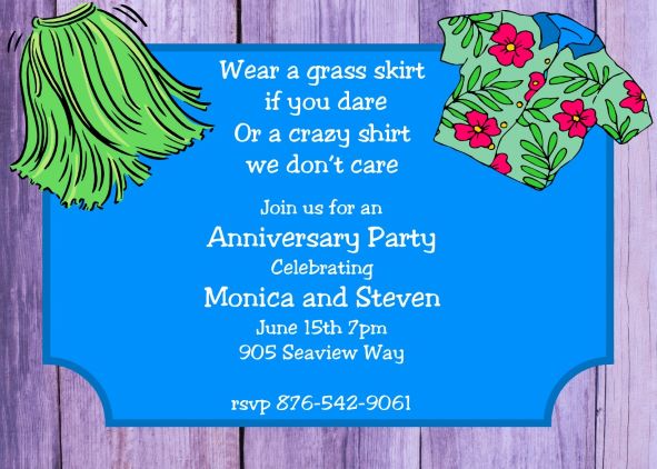 Luau wear Anniversary Party Invitations