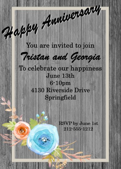 Wood Anniversary Party Invitations