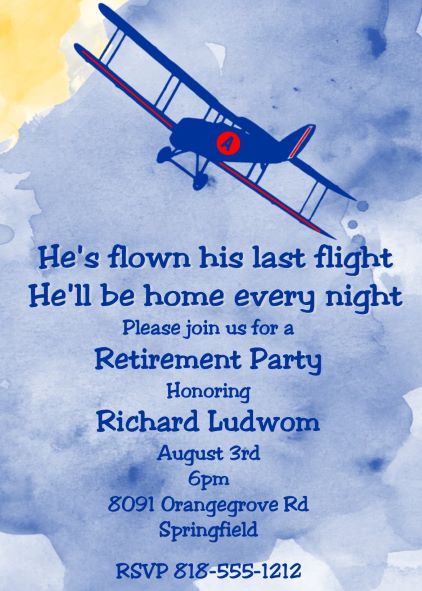 pilot retirement Party Invitations