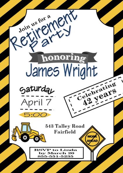 Construction Retirement - Retirement Party Invitations