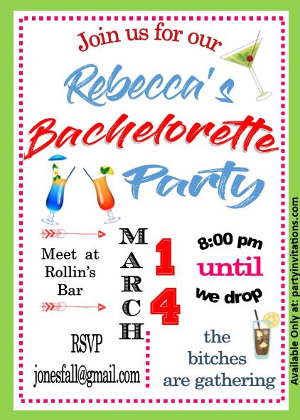 Lets go Out! Bachelorette Party Invitation