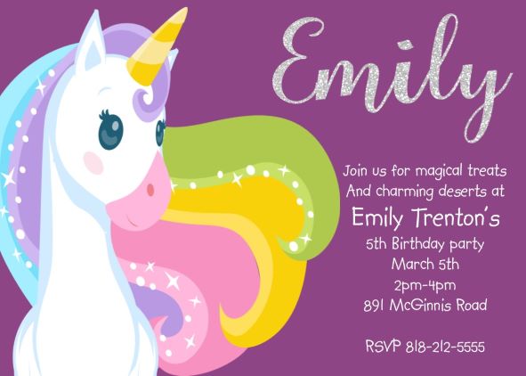 Magical Unicorn Birthday Party Invitations