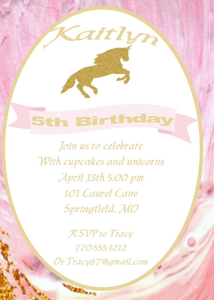 Unicorn on Paint Birthday Party Invitations