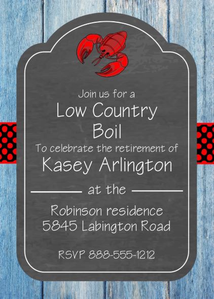 crawfish boil retirement Party Invitations