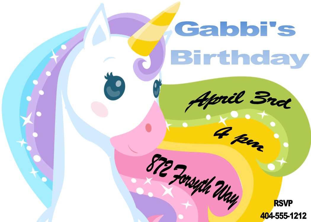 Cute Unicorn Birthday Party Invitations