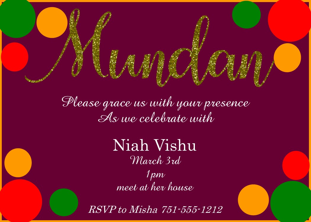 Mundan or Chadakarana on wood invitations