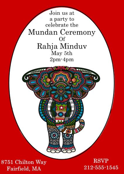 Mundan or Chadakarana on wood invitations