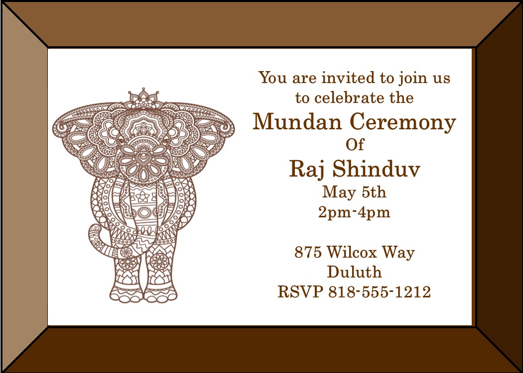 Mundan or Chadakarana elephant frame invitations