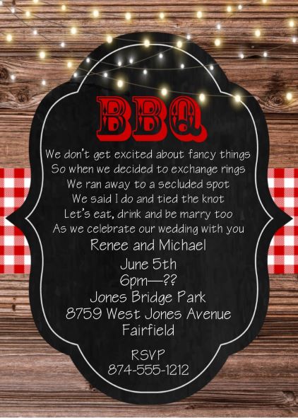 BBQ Reception Only Party invitations