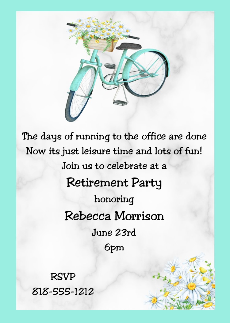 Country Bike retirement Party Invitations