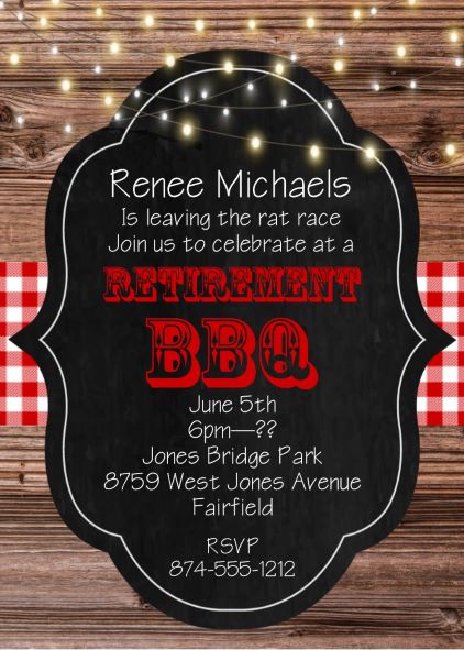 BBQ Chalkboard on Wood Party Invitations