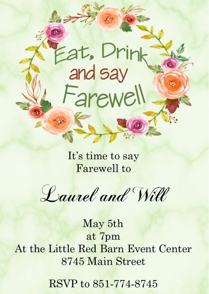 flowers on marble going away Party Invitation - Invitations and Announcements