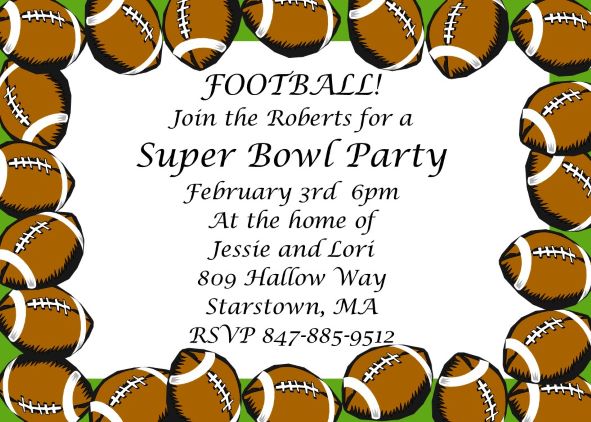 super bowl party invitations 2018 football