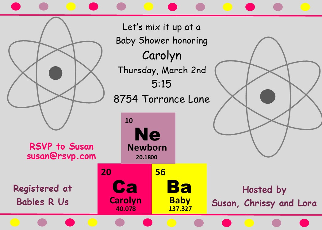 Chemistry Baby Shower Invitations