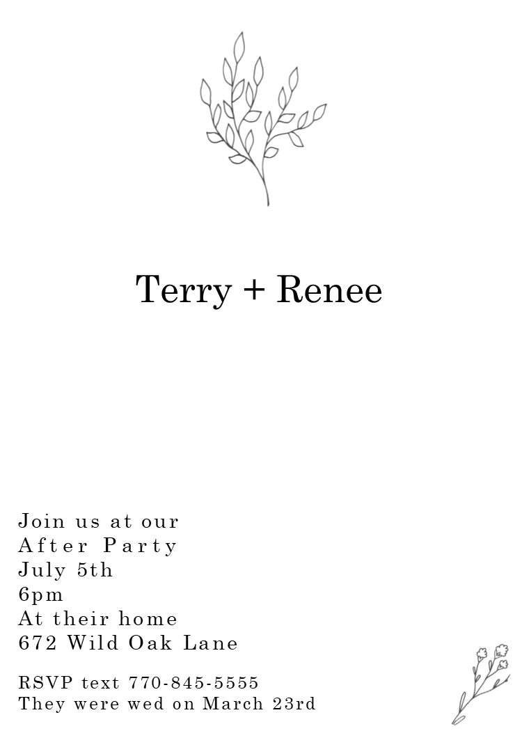 Minimalist Reception Only Party Invitations