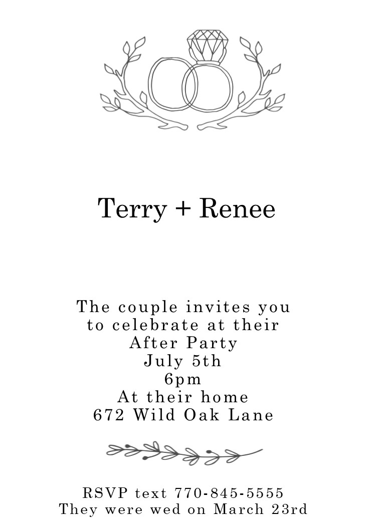 elopement party invitations reception only invitations