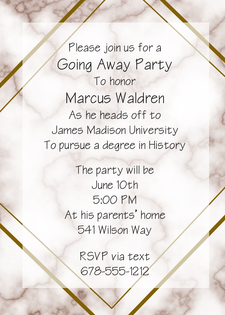 going away Party Invitation - Invitations and Announcements marble with geometric design